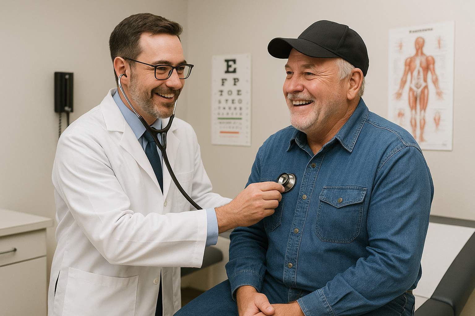 Doctor performing DOT physical exam